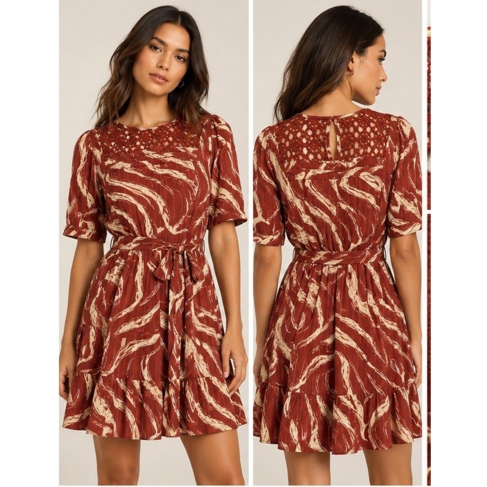 Sam Edelman Tifany Mini Dress Women S Boho Zebra Picante Crochet Lace NEW